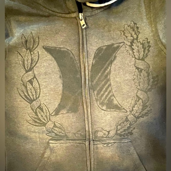 Hurley Black Fade Distressed Zip Up Hoody. Size XS - Picture 7 of 8